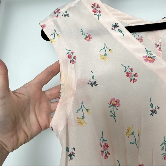 Rebecca Taylor peach cream floral sheer silk blouse top size 0 - Picture 5 of 6